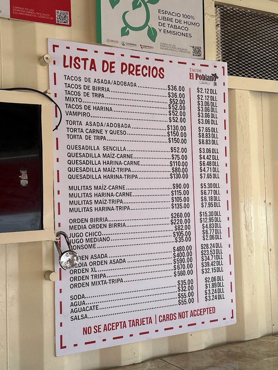 Tacos El Poblano Jr Menu - Image 2